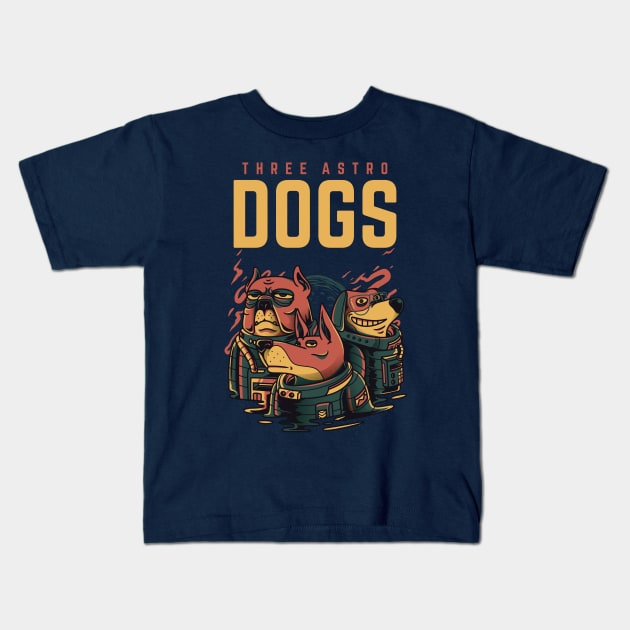 Three astro dogs Kids T-Shirt by Stellart